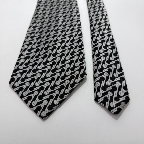 Other - Vintage Bogart 100% Polyester Knit Fat Wide Necktie Black Gray 54"x4.5" Tie